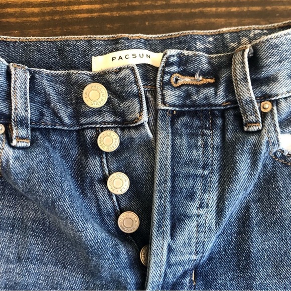 PACSUN Jeans Women’s 23 High Rise Straight Button Fly Distressed Ridged Cotton - Picture 3 of 13